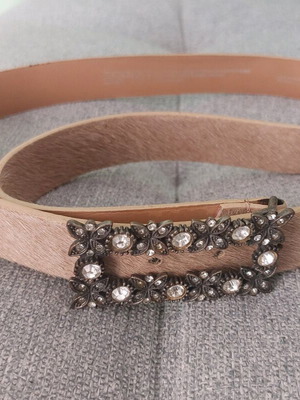 Esprit leather belt used, pony skin, beige, size 95cm