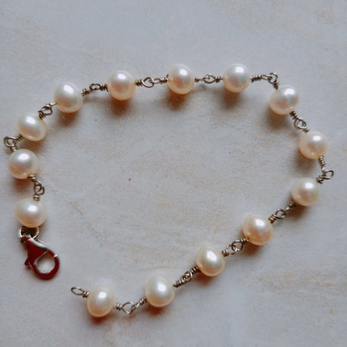 Bracelet with pearls 18cm like new, 925° silver