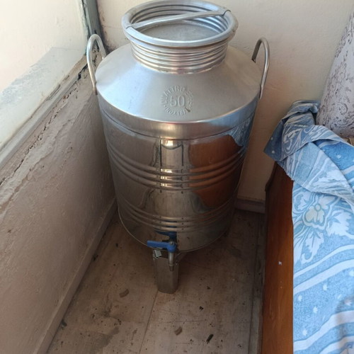Stainless Steel Oil Container INOX 50L used with Spigot and Rotating Lid