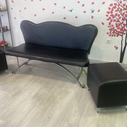 Leather sofa and stools used