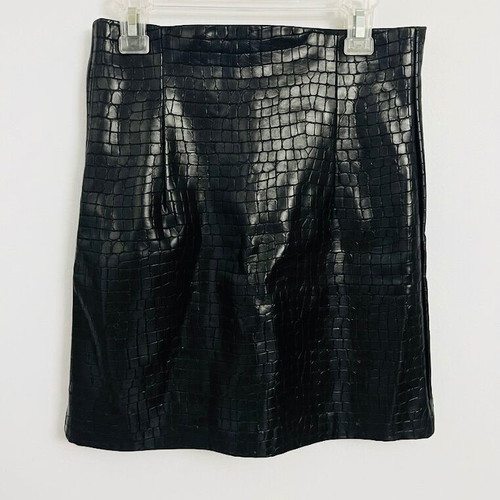 Zara mini skirt with embossed croco effect, black
