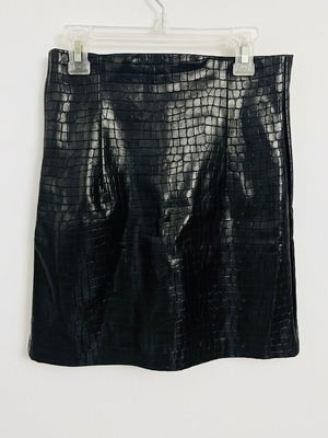Zara mini skirt with embossed croco effect, black