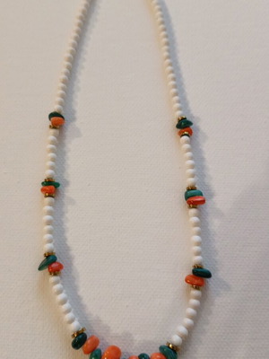 Necklace 2196 new handmade, orange and turquoise