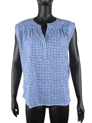 Emily Van Den Bergh cotton sleeveless top size M L blue white check new with tag