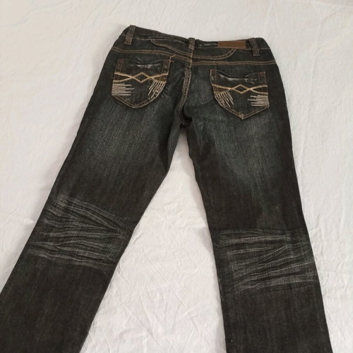 Jeans pants new dark blue with decorative creases