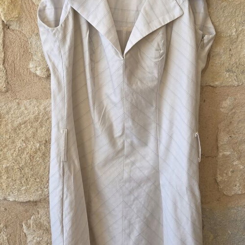 Cottonade Paris Pinstripe Sleeveless Blazer Dress used, beige, size L