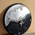  Χειροποίητο ρολόι τοίχου με βάση mdf και σχεδιασμό υγρού γυαλιού