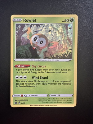 Rowlet 02/15 McDonalds 2022 Holo card used