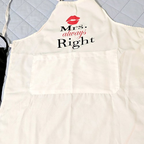 Mr Right - Mrs Always Right kitchen aprons pair new