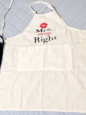 Mr Right - Mrs Always Right kitchen aprons pair new