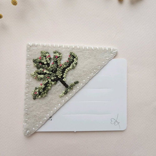 Handmade embroidered corner bookmark new