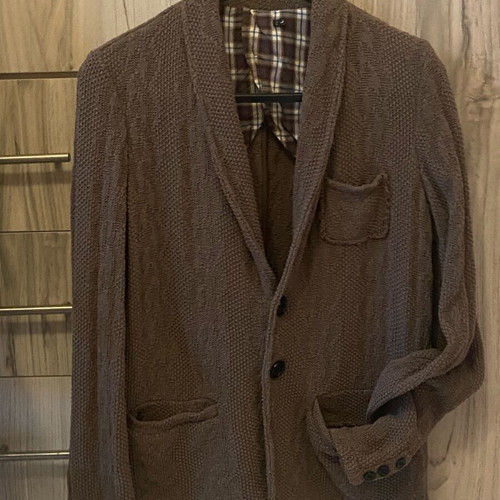 Knitted jacket like new, brown with pattern and pockets