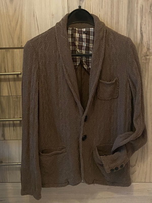 Knitted jacket like new, brown with pattern and pockets