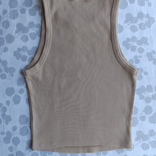 Bershka crop top beige, new, size S