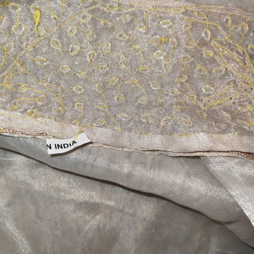 Tablecloth used, gold organza silk from India hand embroidered