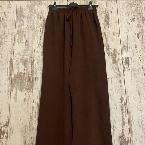 Shein Chocolate Brown Wide-Leg Trousers Petite M