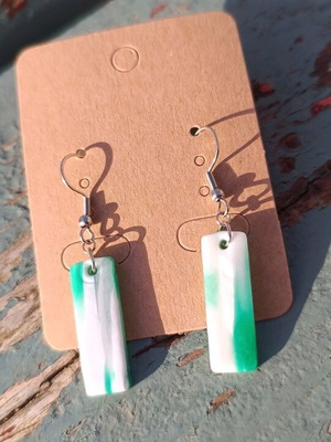 Handmade earrings from polymer clay and stainless steel new, white and green