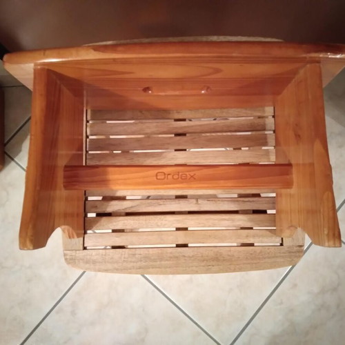 Wooden kitchen stool used, brown Ordex