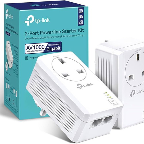 TP-Link TL-PA4020P KIT powerline adapters like new, 2 ports, UK plug
