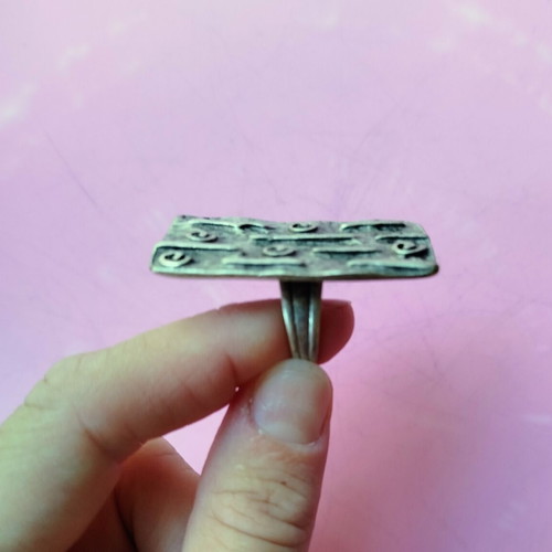 Statement ring adjustable, antique silver finish, boho vintage style