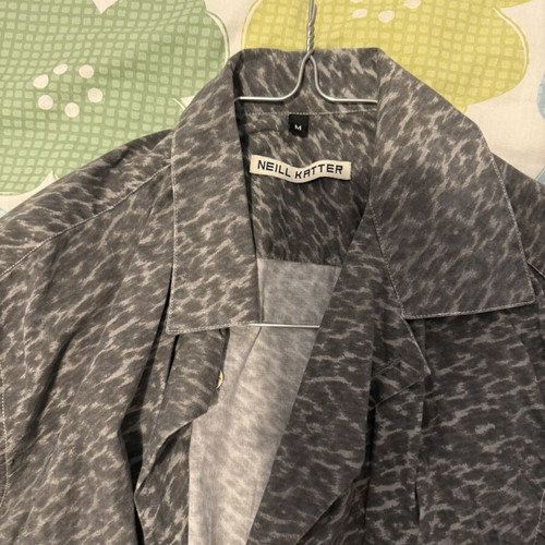 Neil Katter Animal Print Men's Shirt like new, medium, grey
