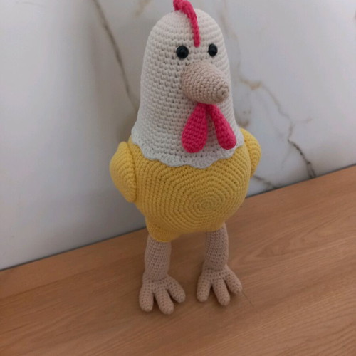 Handmade knitted chicken doll 35cm new