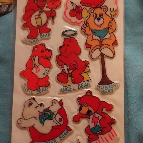 Vintage collectible puffy stickers with bears, new