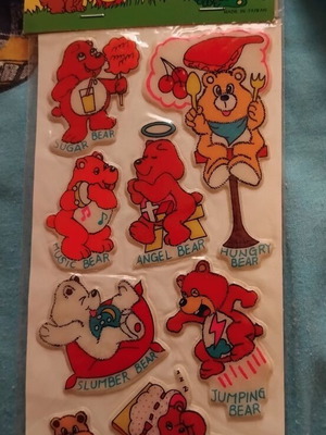 Vintage collectible puffy stickers with bears, new