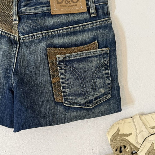 Dolce & Gabbana snakeprint washed mini jean shorts XS/S like new