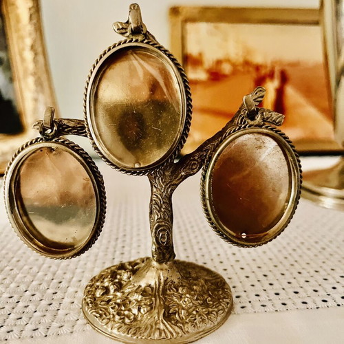 Vintage family tree photo frames used, brass with dark patina