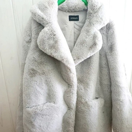 Eco-friendly fur coat, ice color, one size