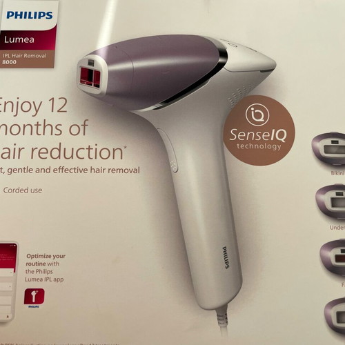Philips Lumea IPL Hair Removal 8000 New with 4 Attachments and Storage Bag
