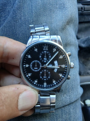 Chronograph watch silver men's new