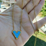 Steel necklace heart pendant with miyuki delica beads