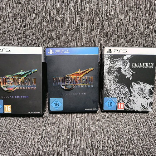 Final Fantasy 7 Remake, 7 Rebirth and 16 Deluxe Editions used for PS4 and PS5