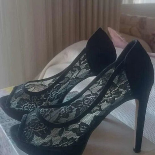 Women's black pumps, 12 cm heel