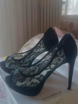 Women's black pumps, 12 cm heel
