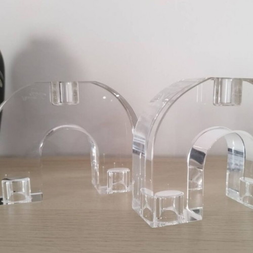 Holfeuer Crystal Design candle holders set of 2, new