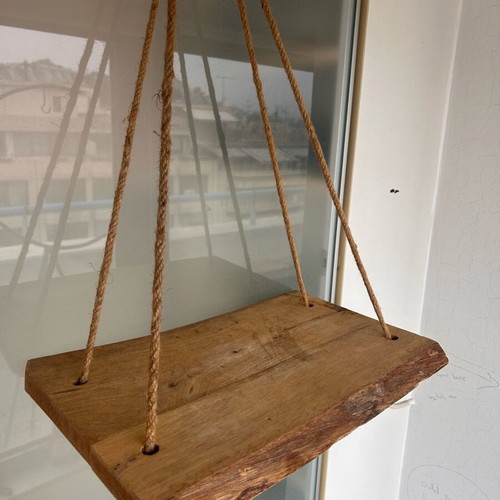 Handmade hanging rope shelves set of 2, new, wooden rustic