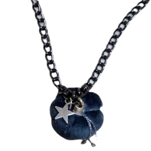 Long Christmas necklace with handmade mini pumpkin in anthracite color new