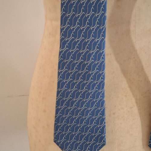 Hermes vintage silk blue tie