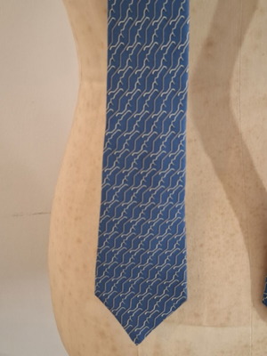 Hermes vintage μεταξωτή μπλε γραβάτα