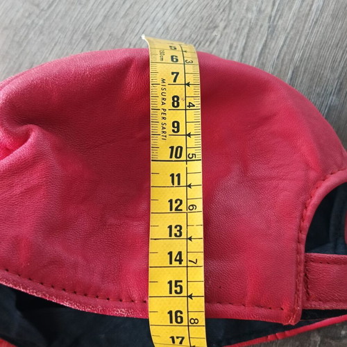 Leather jockey hat red, like new, size S
