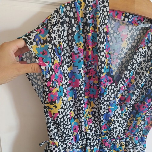 Authentic 80's midi dress with lining, elastic waist, like new, multicolor