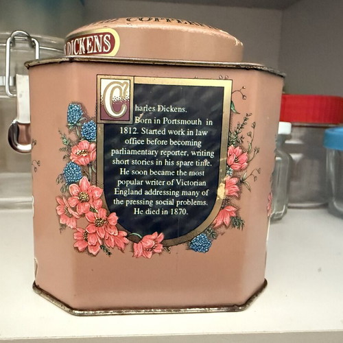 Vintage Charles Dickens Coffee Tin Canister used
