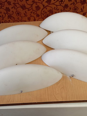 Opal Matt Glass Wall Lights used, minimal oval design, 35x11x10cm
