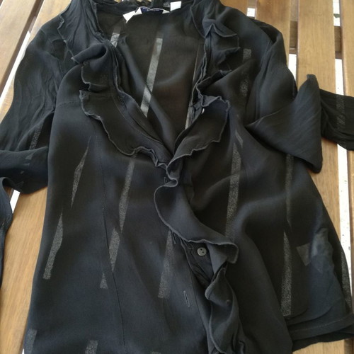 Zara sheer shirt used, medium size, black with ruffles