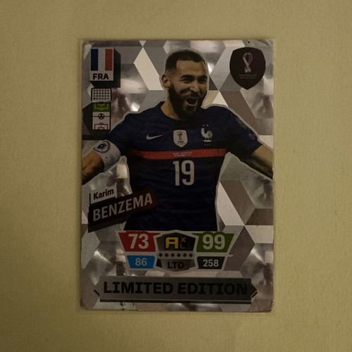 Karim Benzema Limited Edition Panini Adrenalyn XL World Cup 2022 card used