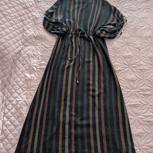 Maxi dress new, multicolor with waist belt and elastic cuffs