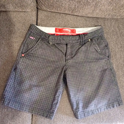 O'Neill women's shorts used, size 28, colorful checkered pattern